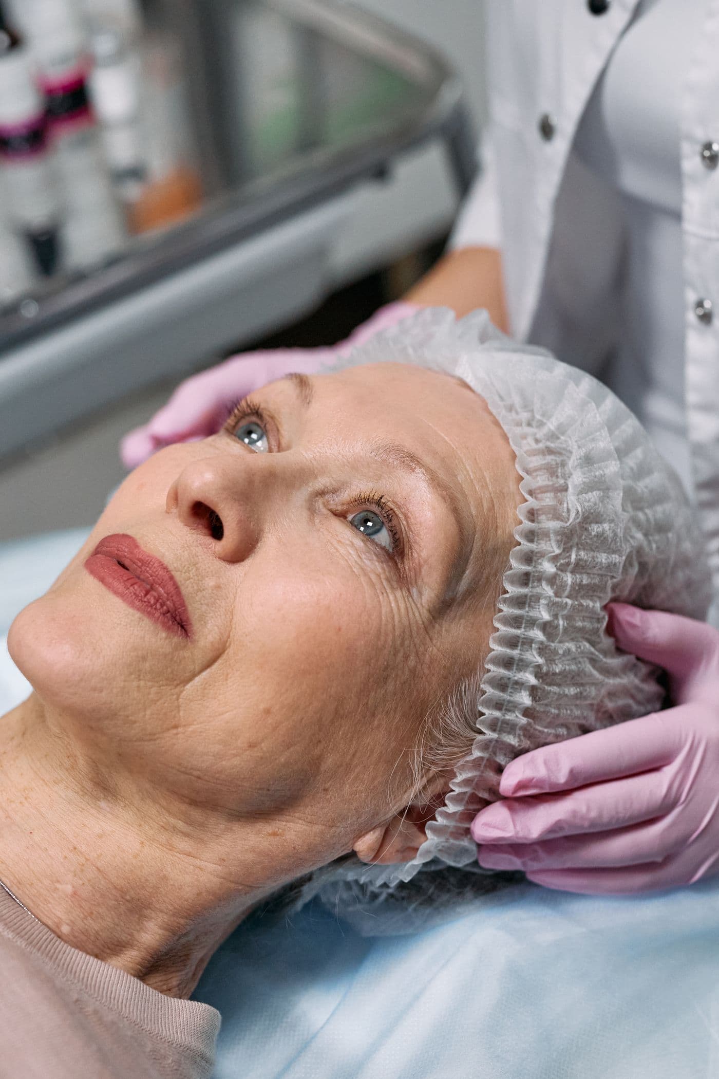 Client receiving a precise neuromodulator injection